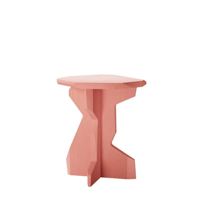 OUT Objekte Unserer Tage - Fels Stool, Solid Ash Lacquered, Apricot Pink