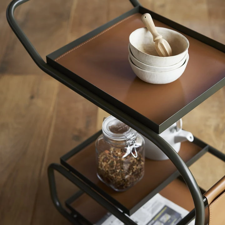 Opinion Ciatti - Zenzero Serving Trolley, Leather / Matt White (RAL 9016) - Image 3