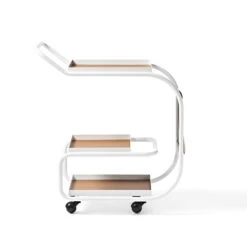Opinion Ciatti - Zenzero Serving Trolley, Leather / Matt White (RAL 9016)