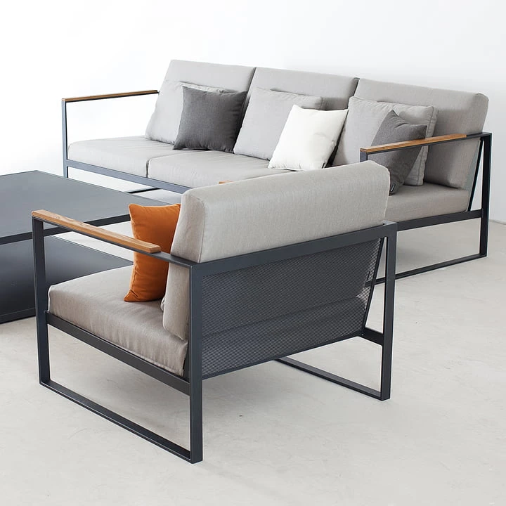 Röshults - Garden Easy Chair, Anthracite / Natural Grey - Image 3