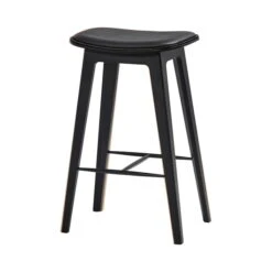 SACK It - Nordic Bar Stool H 73 Cm, Beech Black / Leather Ultra Black
