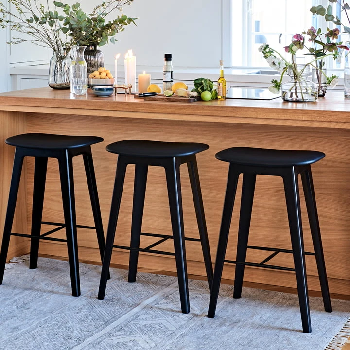 SACK It - Nordic Bar Stool H 73 Cm, Beech Black / Leather Ultra Black - Image 2