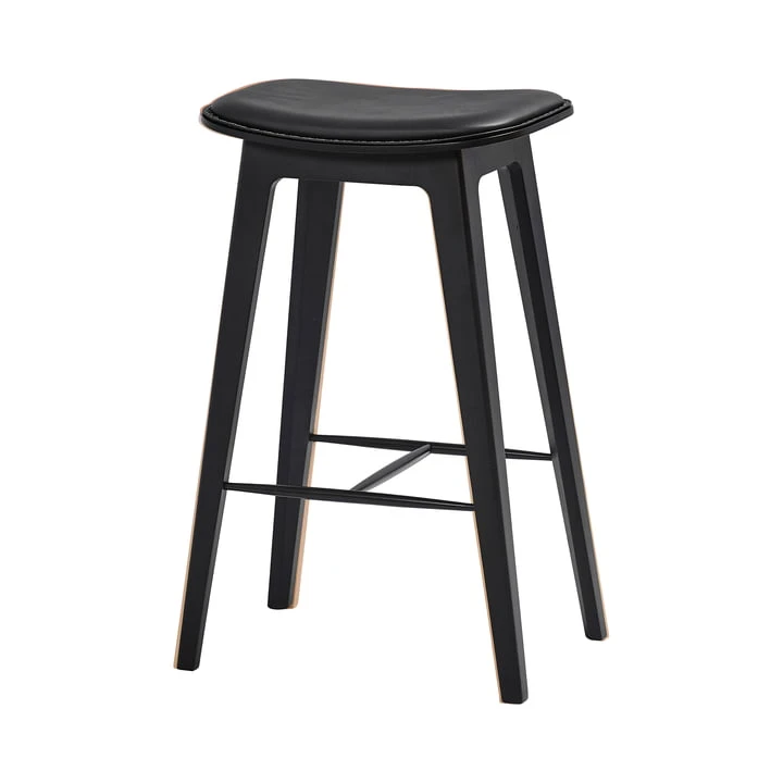 SACK It - Nordic Bar Stool H 73 Cm, Beech Black / Leather Ultra Black