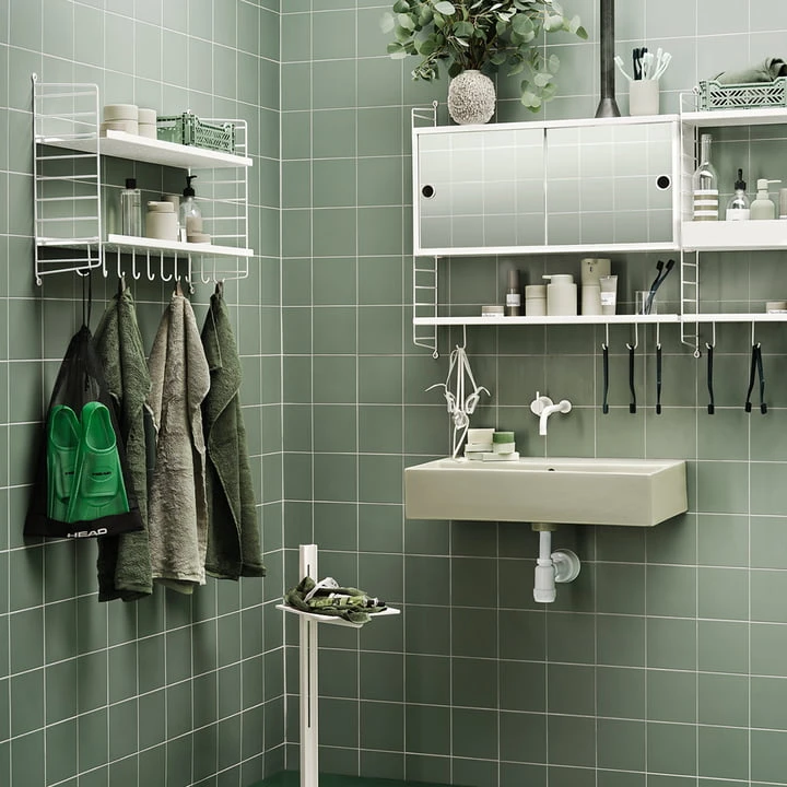 String - Bathroom Wall Shelf, 20 X 58 Cm, White - Image 4