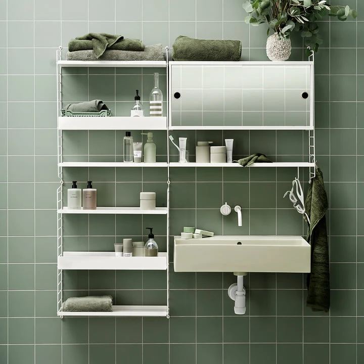 String - Bathroom Wall Shelf, 20 X 58 Cm, White - Image 3