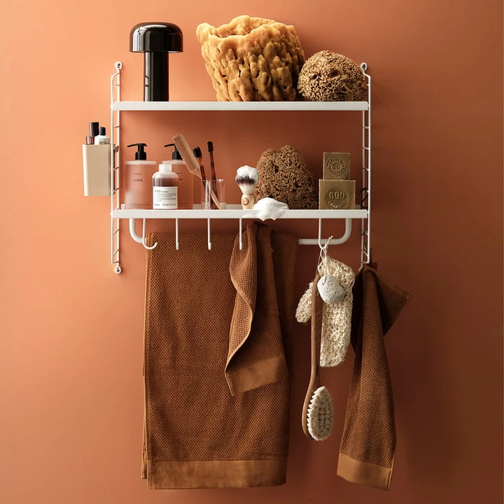 String - Bathroom Wall Shelf, 20 X 58 Cm, White - Image 2