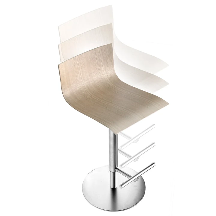 Lapalma - Thin Bar Stool S24 (H 52-77 Cm), Stainless Steel Frame / White Lacquered Seat Shell - Image 7
