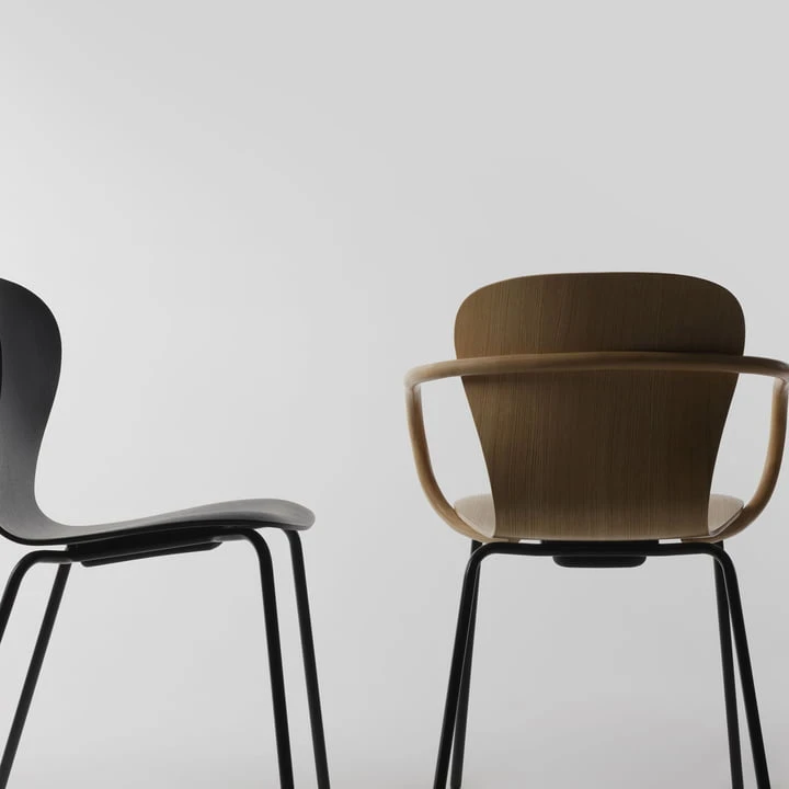 Thonet - S 220 F Armchair, Oak / Frame Black RAL 9005 - Image 5