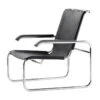Thonet - S 35 L Lounge Chair, Chrome / Black Leather / Black Stained Beech Armrests (TP 29)