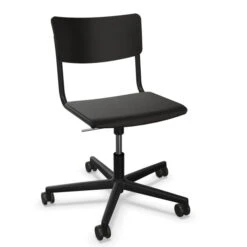Thonet - S 43 DR Office Chair Five-star Frame With Castors, Aluminum Black / Beech Black Stained