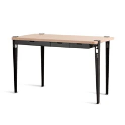 TipToe - MONOCHROME Desk With Drawers, Oak / Graphite Black