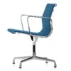 Vitra - Alu-Chair EA 108 Chrome, Ice Blue Hopsak / Moor Brown, Swivel With Armrests