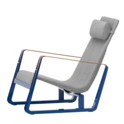 Vitra - Cité Armchair, Cover Pebble Melange (Tress), Frame Prouvé Bleu Marcoule Powder Coated (felt Glides).