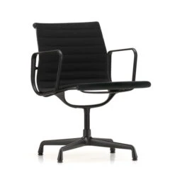 Vitra - Ea 103 Chair Coated Deep Black With Armrests, Hopsack Nero (felt Glider)