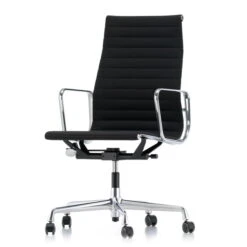 Vitra - EA 119 Office Chair Chrome With Armrests, Swivel, Hopsak Nero (hard Floor Castors)