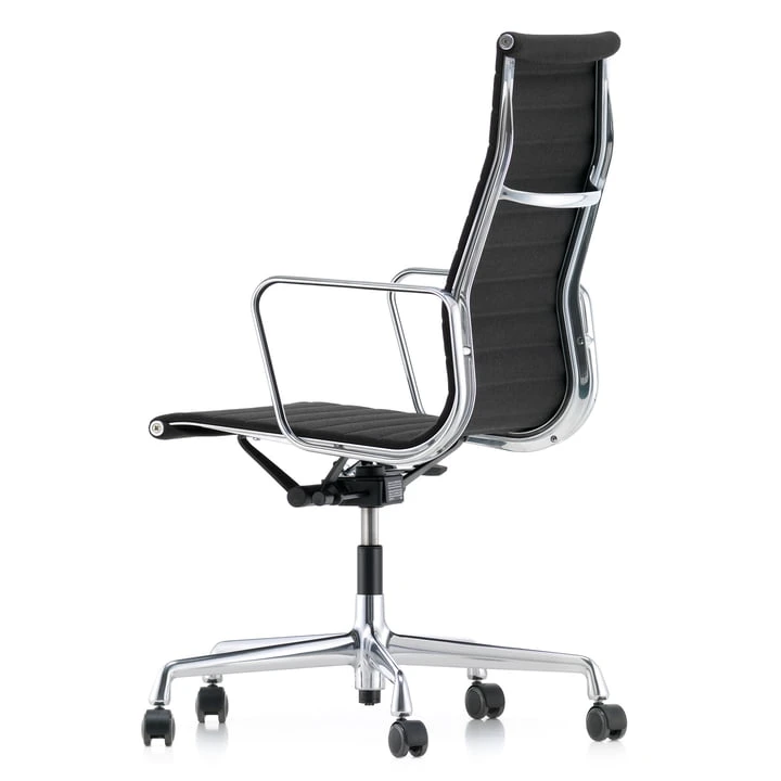Vitra - EA 119 Office Chair Chrome With Armrests, Swivel, Hopsak Nero (hard Floor Castors) - Image 2