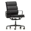 Vitra - EA 219 Soft Pad Office Chair Coated Deep Black With Armrests, Leather Premium F Nero (hard Floor Castors)