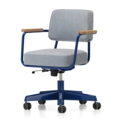 Vitra - Fauteuil Direction Pivotant Office Chair, Tress Ice Gray Melange/ Prouvé Blue Marcoule