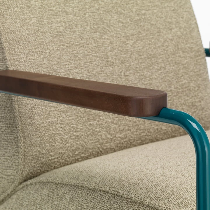 Vitra - Fauteuil De Salon Armchair, Nubia Bamboo / Terra, Prouvé Bleu Dynastie Powder Coated, Walnut Armrests - Image 5