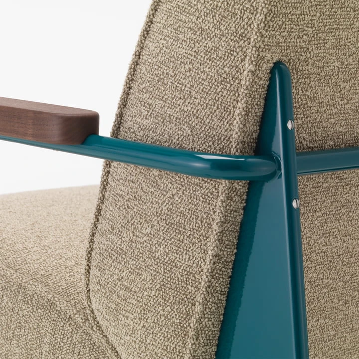 Vitra - Fauteuil De Salon Armchair, Nubia Bamboo / Terra, Prouvé Bleu Dynastie Powder Coated, Walnut Armrests - Image 4