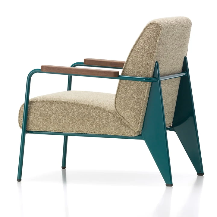 Vitra - Fauteuil De Salon Armchair, Nubia Bamboo / Terra, Prouvé Bleu Dynastie Powder Coated, Walnut Armrests - Image 2