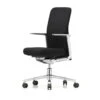 Vitra - Medium Pacific Chair High, Fixed Aluminium Armrests, Five-star Polished Aluminium Frame, Castors Carpet, Seat And Back In Black / Nero (plano), Light Frame