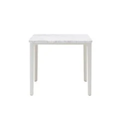 Vitra - Plate Table, 370 X 410 X 410 Mm, White Powder-coated / Carrara Marble