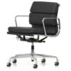 Vitra - EA 217 Soft Pad Office Chair Chrome With Armrests, Swivel, Leather Premium F Asphalt (Hard Floor Castors)