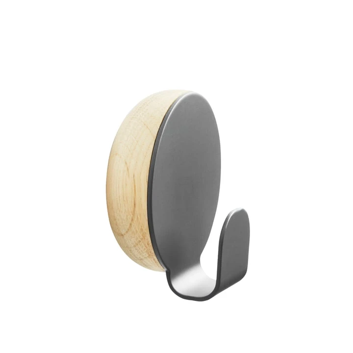 Woud - Haak Coat Hook, Oak / Dark Grey