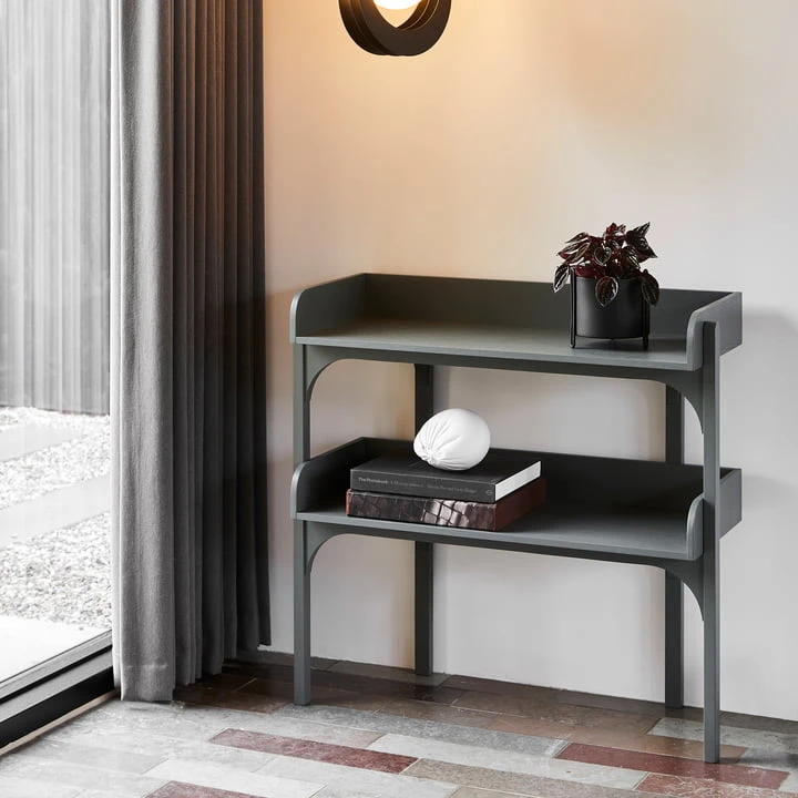 Woud - Utility Shelf, H 82,5 Cm, Oak / Dusty Green - Image 3