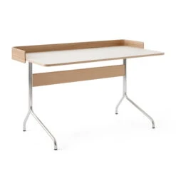 &Tradition & Tradition - Pavilion AV17 Desk With Border, 130x65 Cm, Oak / Linoleum Mushroom (4176)