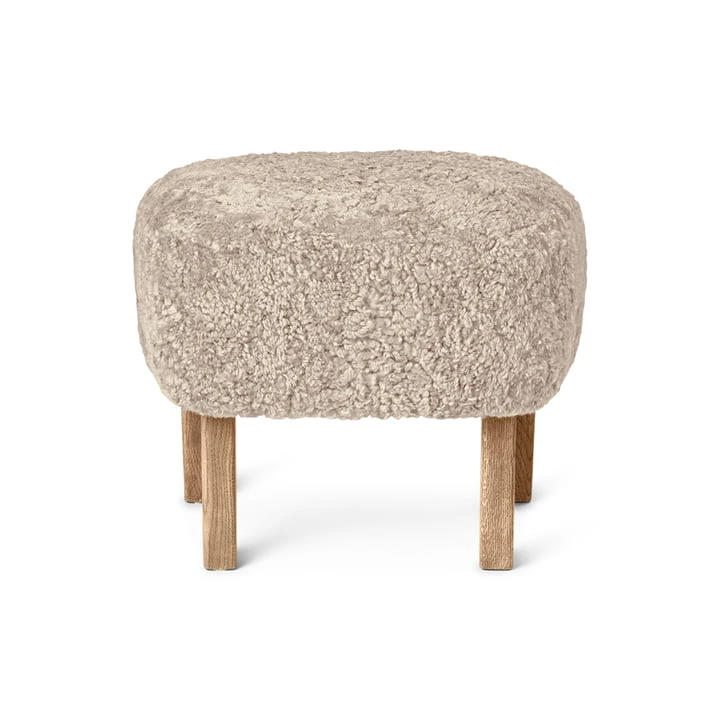 Audo - Ingeborg Footstool, Sheepskin / Moonlight / Natural Oak