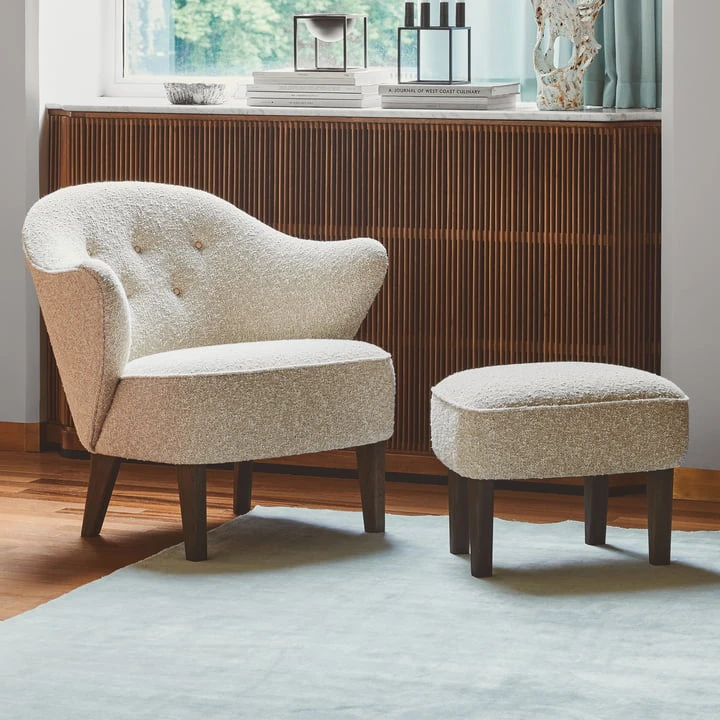 Audo - Ingeborg Armchair And Footstool, Dark Stained Oak / Beige (Sahco Zero 0001) - Image 5