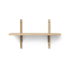 Ferm Living - Sector Wall Shelf Single, 54 Cm, Oak / Brass Black