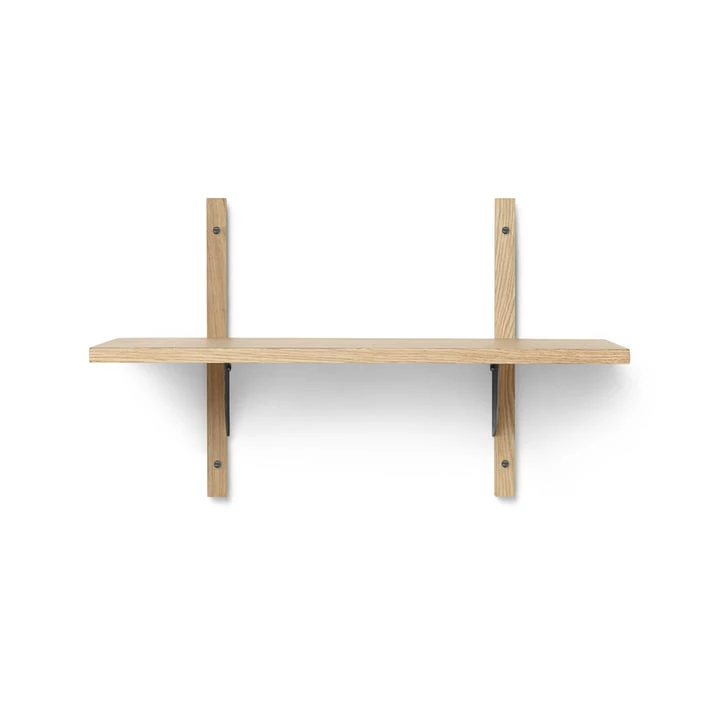 Ferm Living - Sector Wall Shelf Single, 54 Cm, Oak / Brass Black