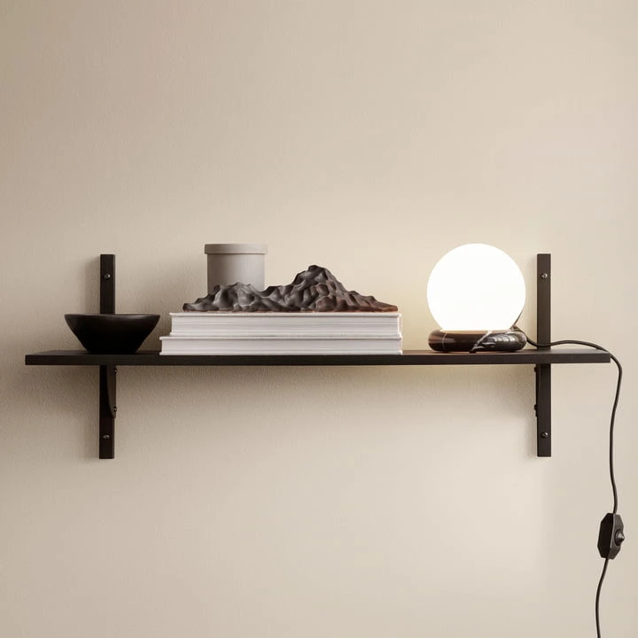 Ferm Living - Sector Wall Shelf Single, 54 Cm, Oak / Brass Black - Image 2